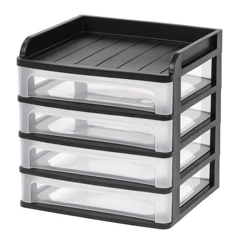 Iris 1 Qt Medium Desktop Drawer System In Black 586009 The Home Depot