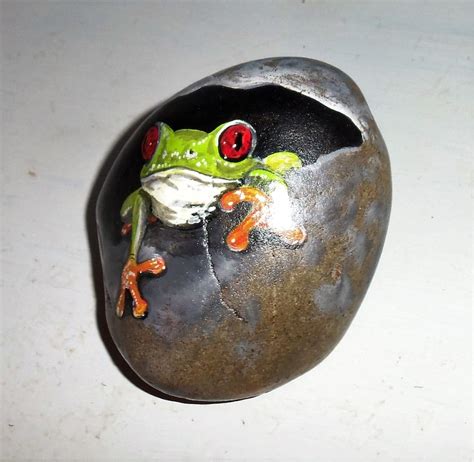 Tree Frog Hand Painted Rock Etsy