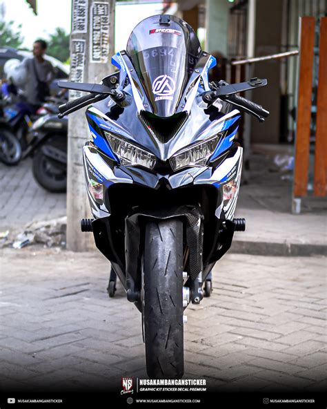 Decal Stiker Motor Kawasaki ZX 25 R Hitam Biru Fullbody Nusakambangan