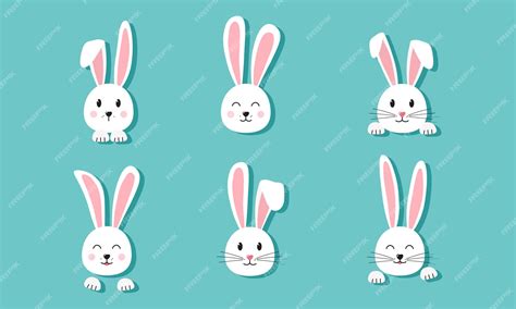 Premium Vector Easter Bunny Vector Icon Paper Rabbit Set Cute Animal