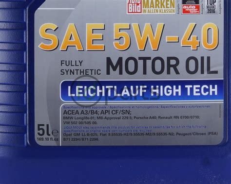 Liqui Moly Leichtlauf High Tech 5w40 5 Liter BMW Longlife-01 MB ...