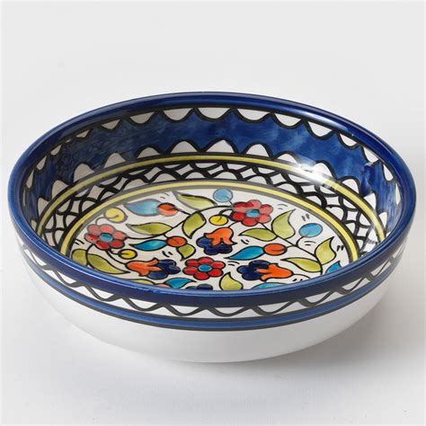 Hand Painted Ceramic Floral Bowl Blue Natural Collection Select