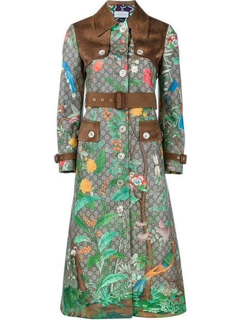 Gucci Tian Print Gg Supreme Coat In Neutrals Modesens Designer