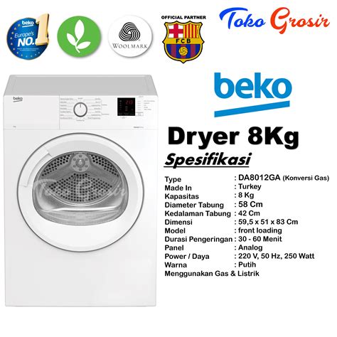 Beko Dryer Mesin Pengering Laundry Konversi Luar Gas Kapasitas Kg