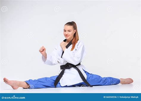 The Karate Girl With Black Belt Stock Photo Image Of Action Karateka