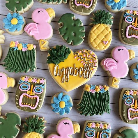 Luau And Hawaiian Themed Royal Icing Sugar Cookies Mc Cookies