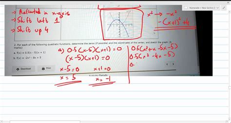 Solved The Following Table Represents Quadratic Functions In Various