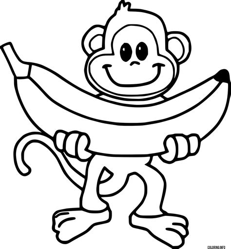 Monkey With Banana Coloring Page Coloringcrew The Best Porn Website