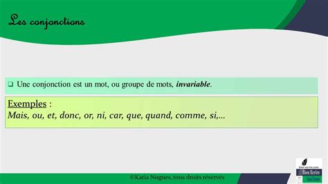 conjonctions  definition  role bien ecrire