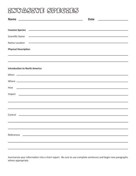 Invasive Species Research Worksheet Worksheets Library