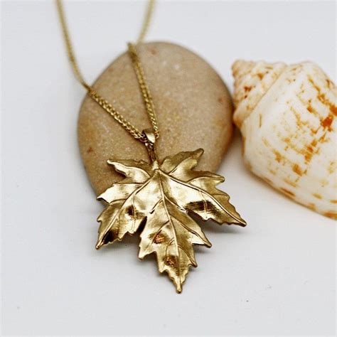 Maple Leaf Pendant Gold Leaf Pendant Nature Inspired Etsy Gold Leaf