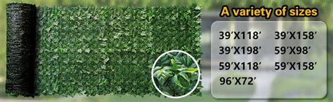 Artificial Ivy Fence Privacy Screen With Mesh Back 59 X