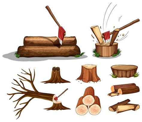 A Set of Tree and Wood 413026 Vector Art at Vecteezy