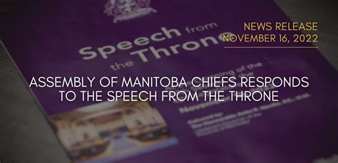 Assembly Of Manitoba Chiefs Responds To The Speech From The Throne