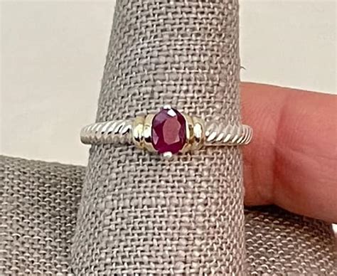 Vintage Sterling Silver Ruby Solitaire Spiral Ring - Gem