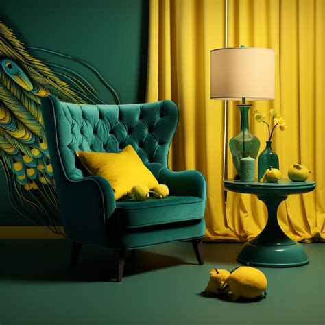 Popular Peacock Green Colour Combination Interior Design Ideas