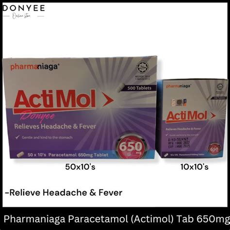 Pharmaniaga Paracetamol Actimol Tab 650mg 50x10 S 10x10 S Lazada