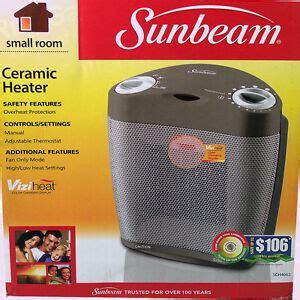 Sunbeam Portable Ceramic Room Air Heater Viziheat Display Thermostat ...