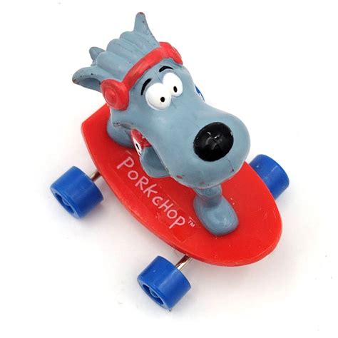 1994 Hardees Doug Cartoon Nicktoons Porkchop Figure On Skateboard