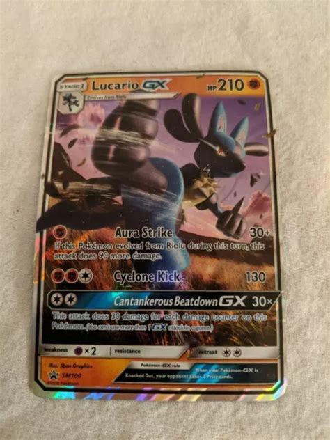 Carte Lucario Gx Ultra Rare Toile Noire Promo Sm Pok Mon Tcg Holo