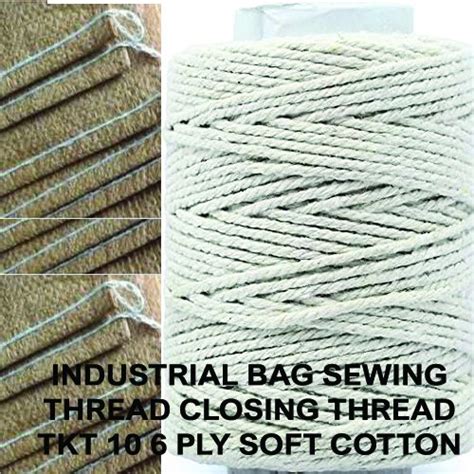 White Raw Industrial Bag Closing Thread Size 900 Mtrs Per Cone