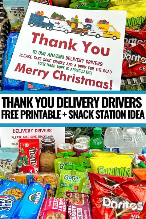 Thank You Delivery Drivers Free Printable Snack Station Idea Snack