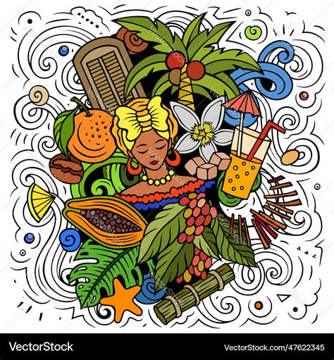 Cuba Cartoon Doodle Funny Cuban Design Royalty Free Vector