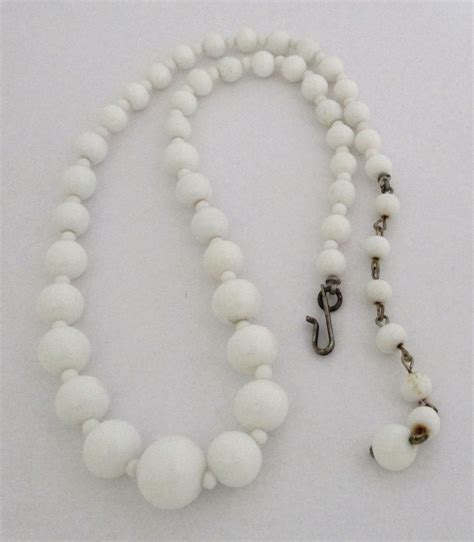 Vintage Milk Glass Bead Necklace Antique Price Guide Details Page