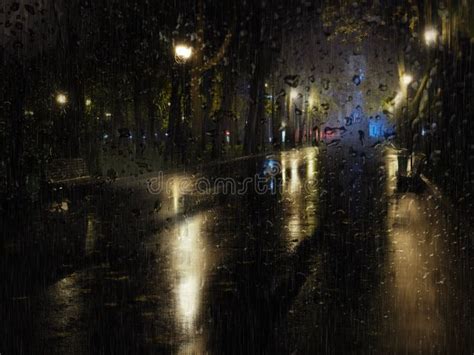 Night City Lights during the Rain at the Evening Stock Photo - Image of ...