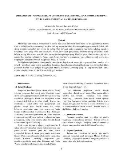 Implementasi Metode K Means Clustering Dalam Penilaian Kedisiplinan