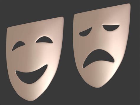 Theater Mask Happy Sad Face - 3D Model by Ocstard