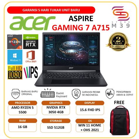 Jual Laptop Acer Aspire Gaming A Rtx Gb Ryzen Gb