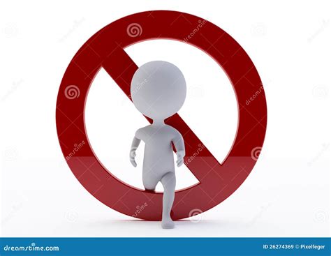 D Humanoid Character With A Ban Sign Stock Illustration Illustration