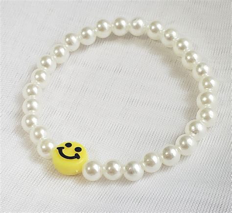 Smiley Face Pearl Bracelet Clay Bead Necklace Bead Jewellery Beaded