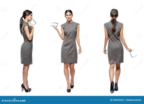 Businesswoman Front Side Back View Royalty Free Stock Image Image