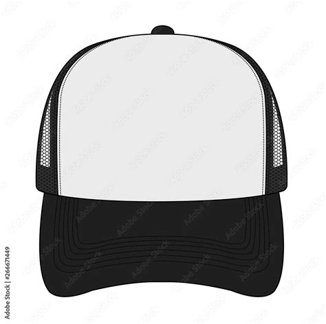 Trucker Cap Mesh Cap Template Illustration Front View White