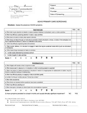 Fillable Online NAC Primary Care Screening Tool Doc Fax Email Print