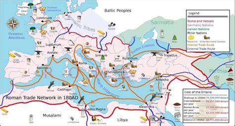 Principal Roman trade routes and resources in 180 AD - Vivid Maps