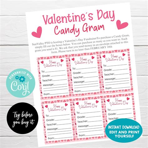 Free Printable Valentine Candy Gram Template 2023 Get Valentines Day 2023 Update