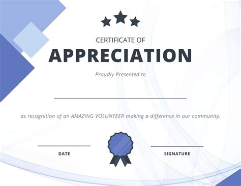 Certificate Of Appreciation To An Amazing Volunteer Making A Difference