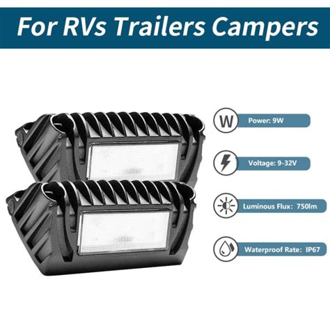 MICTUNING 2Pcs RV Exterior LED Porch Utility Light 12V 750 Lumen Awning