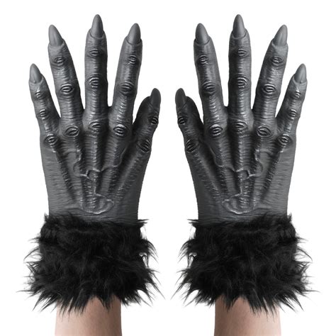 Spooktacular Creations Grey Werewolf Gloves Gray Hairy Wolf Claw Hands