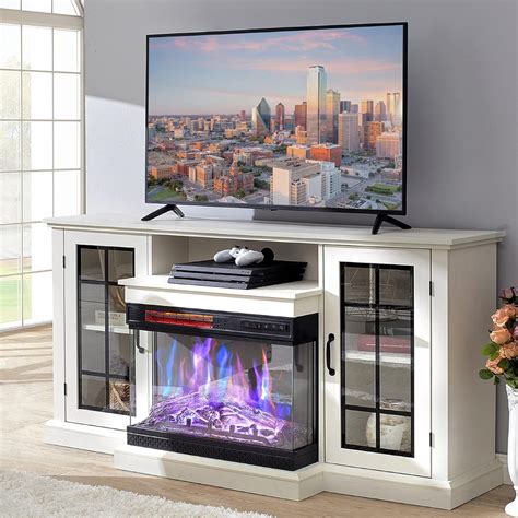 12 Mo Finance Amerlife 3 Sided Glass Fireplace Tv Stand For Tvs Up To 65 With 12 Color