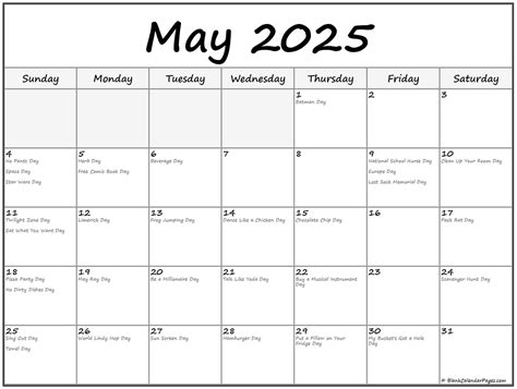 May 2025 with holidays calendar
