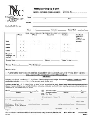 Mmr Meningitis Forms Long Island University Fill And Sign Printable