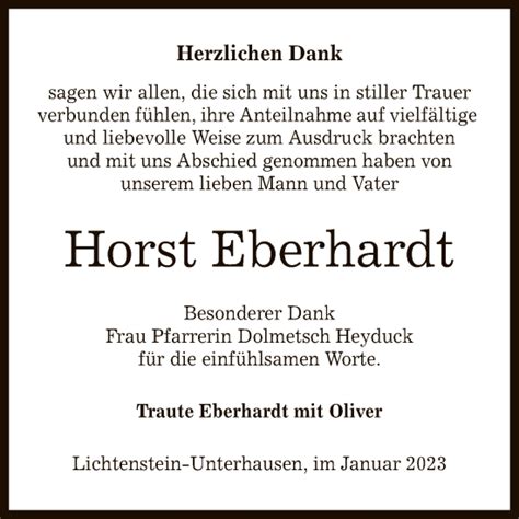 Traueranzeigen Von Horst Eberhardt Trauer Gea De