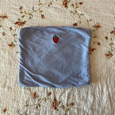 Hollister Blue Strawberry Tube Top Depop