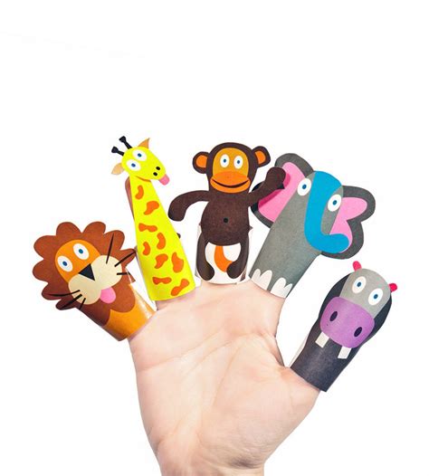 Jungle Animals Paper Finger Puppets PRINTABLE PDF Toy DIY Craft Kit ...