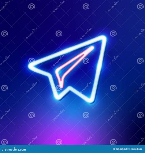 Neon Light Telegram Editorial Social Media Icon Vector Illustration