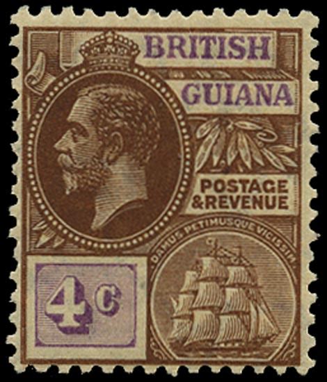 British Guiana Sg Aw Mint Kgv C Brown Bright Purple Watermark